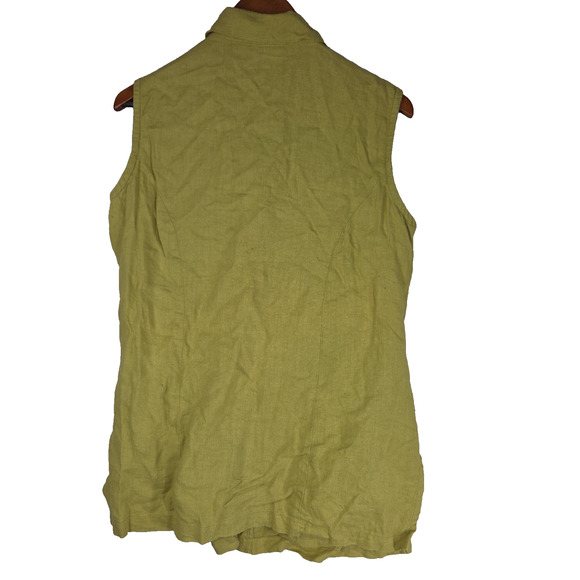 Vintage Chicos Womens Top 2 Large Linen Green Pockets Business Workwear Grandma - Picture 2 of 11